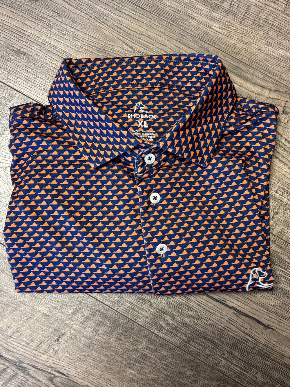 RHOBACK The Lover Performance Virginia State Navy Orange Polo Shirt Mens XL